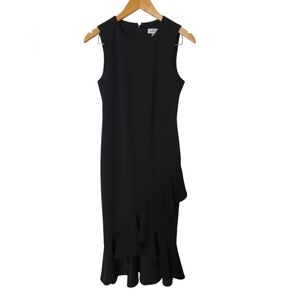 Calvin Klein women black sleeve less Ruffle maxi bodycon dress 6